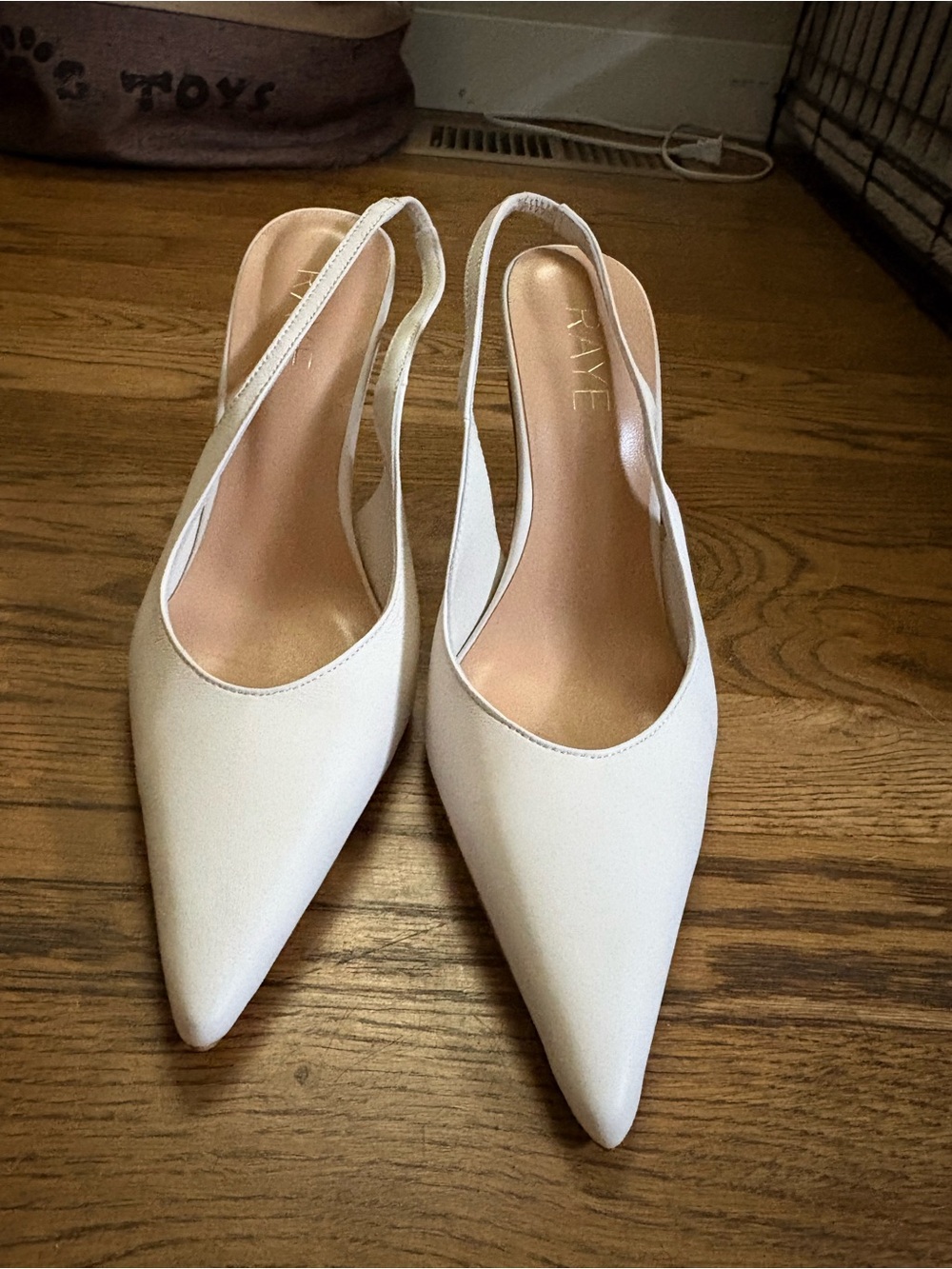 RAYE White Pointed Slingback Heels